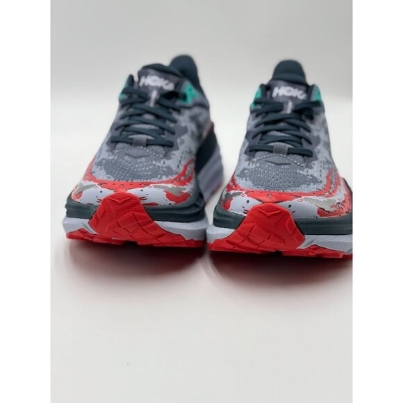 Hoka Mens Stinson 9.5B Running Gray Red Blue Athletic Shoes|1141530-WHF Cushion - Picture 3 of 16